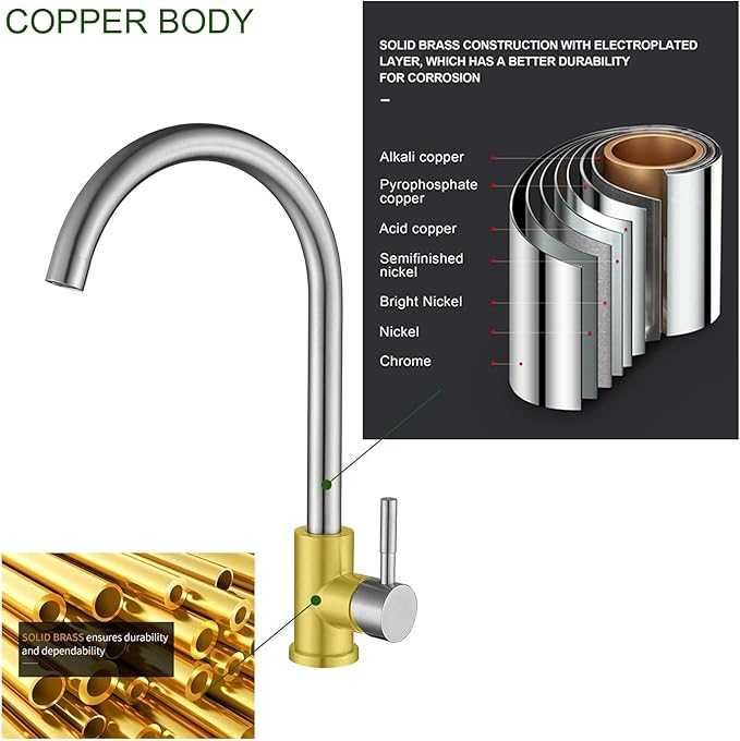 Nowa Bateria kuchenna Kran obracany o 360° ze stali nierdzewnej G3/8