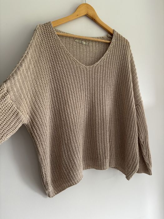 Monnari beżowy sweter oversize L XL