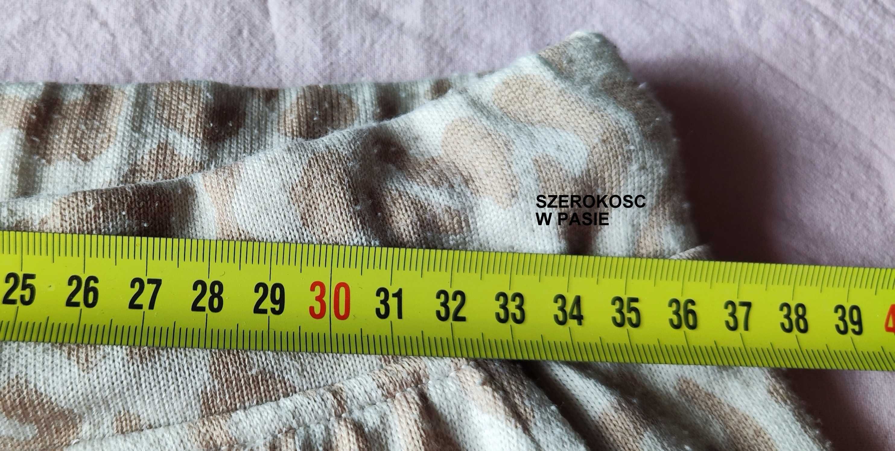 Dres sweterkowy panterka beżowy komplet bluza spodnie M/L