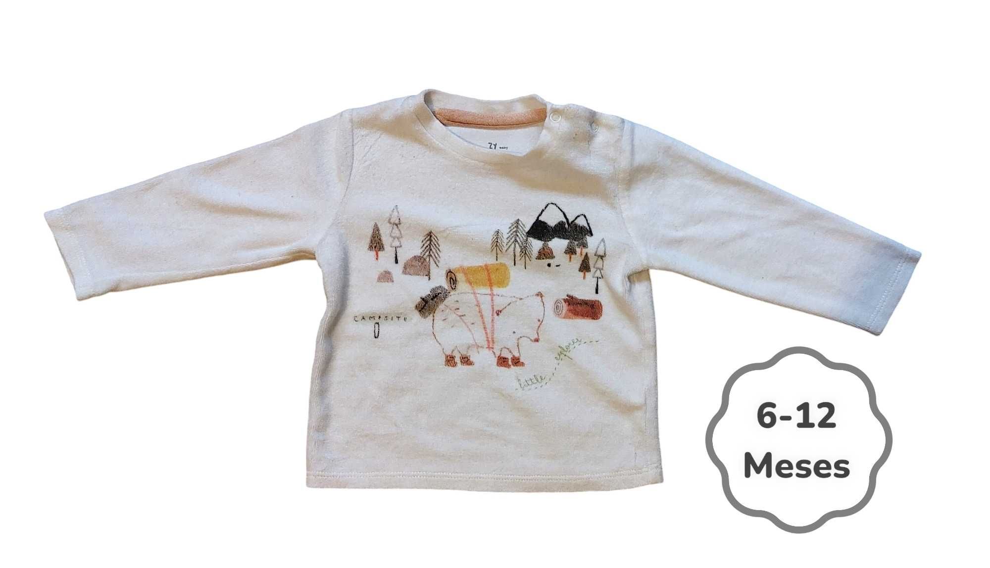 Conjunto Camisola + Calças Branco e Castanho Zippy 6-12 meses