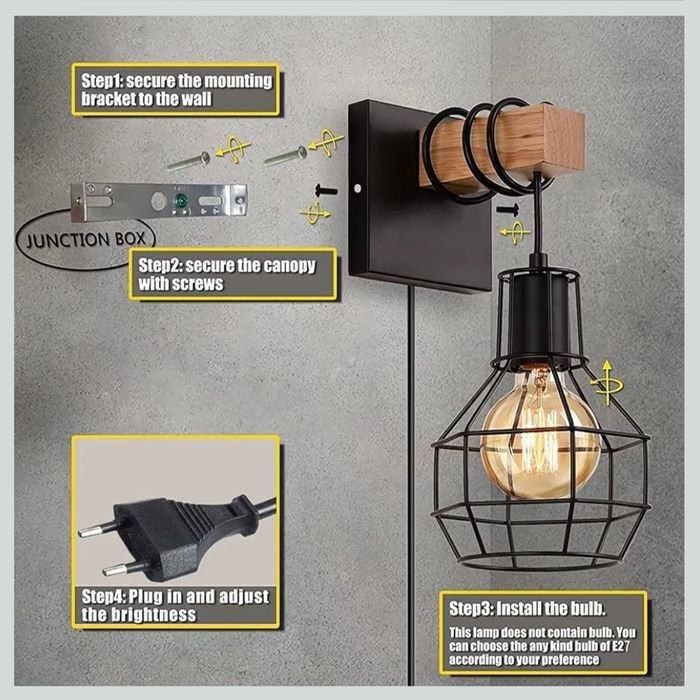 Liyabber Kinkiet do wnętrz w stylu vintage