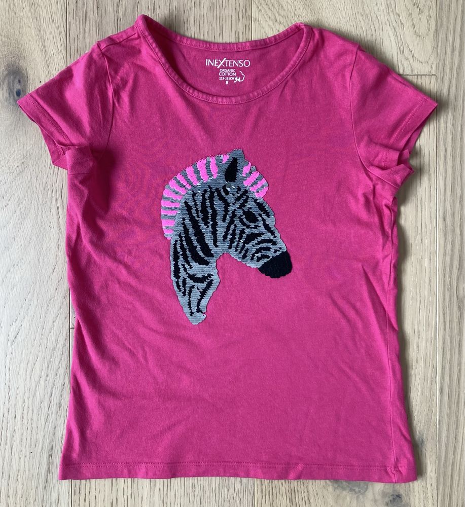 Koszulka zebra cekiny różowa Inextenso 128