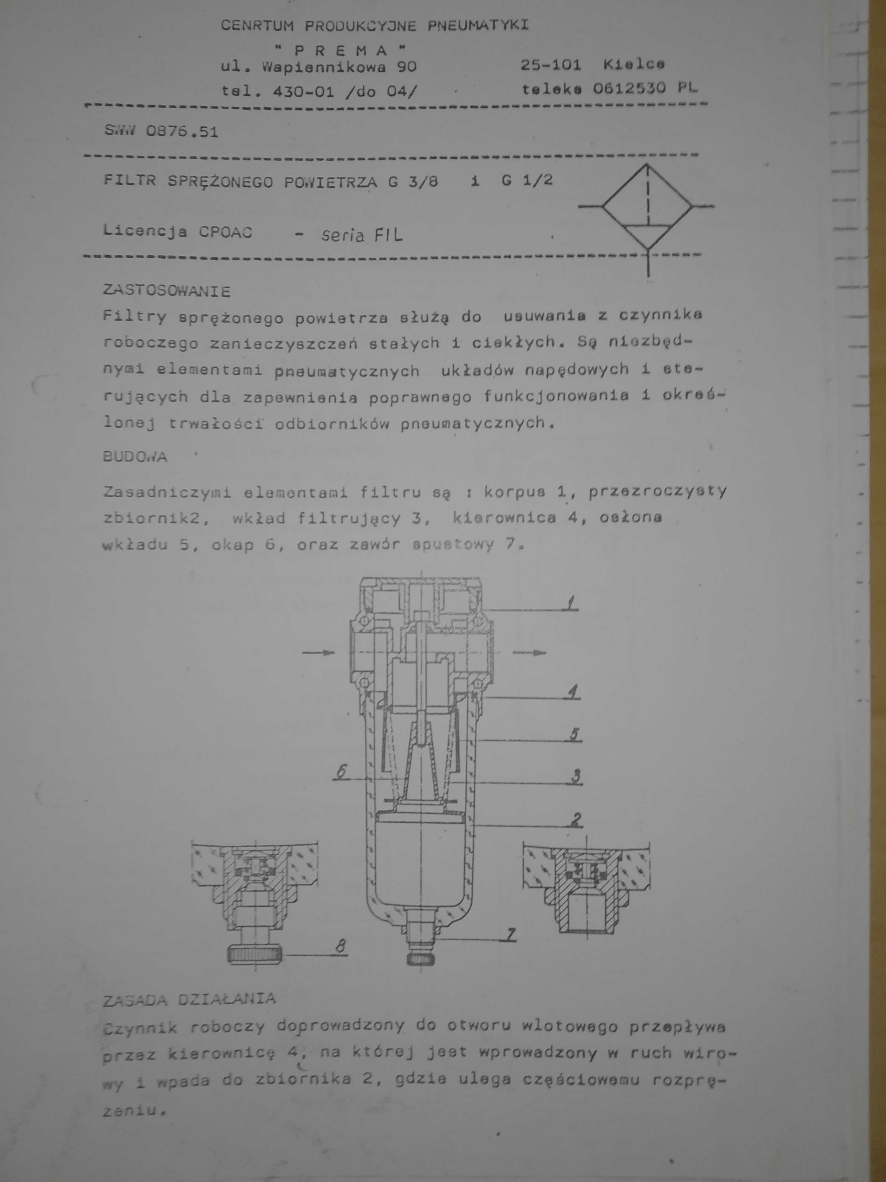 Filtr powietrza CPP PREMA G1/2" Kielce do sprężarki