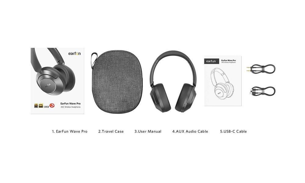 EarFun Wave Pro. Bezprzewod. słuchawki Bluetooth, ANC. LDAC, AAC NOWE!