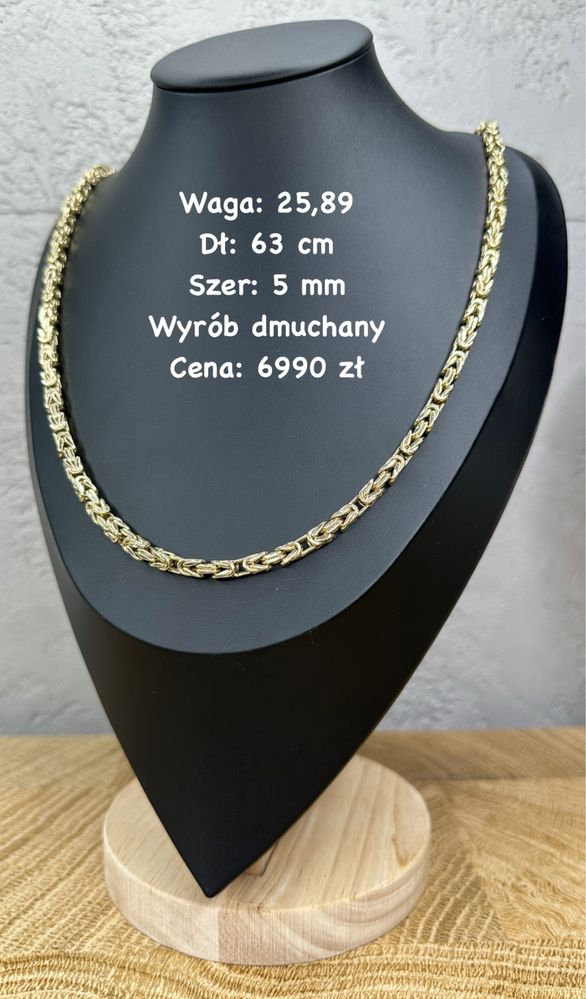 Złoty Łancuszek królewski 585 14k