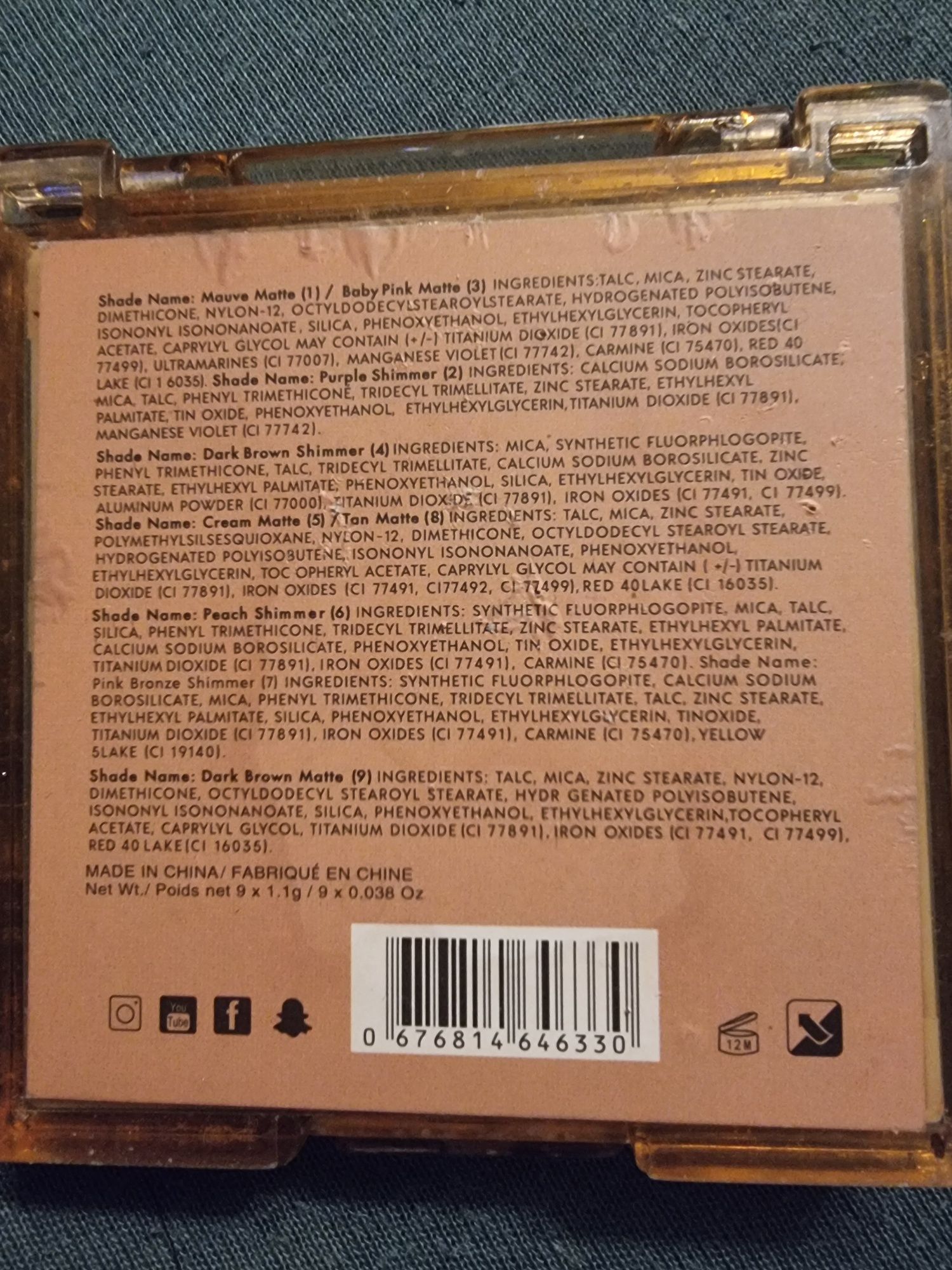 Cienie 9 sztuk nude