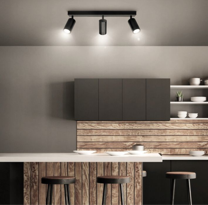 Lampa Sufitowa Kinkiet Spot Oprawa Halogenowa 3x GU10 Czarna