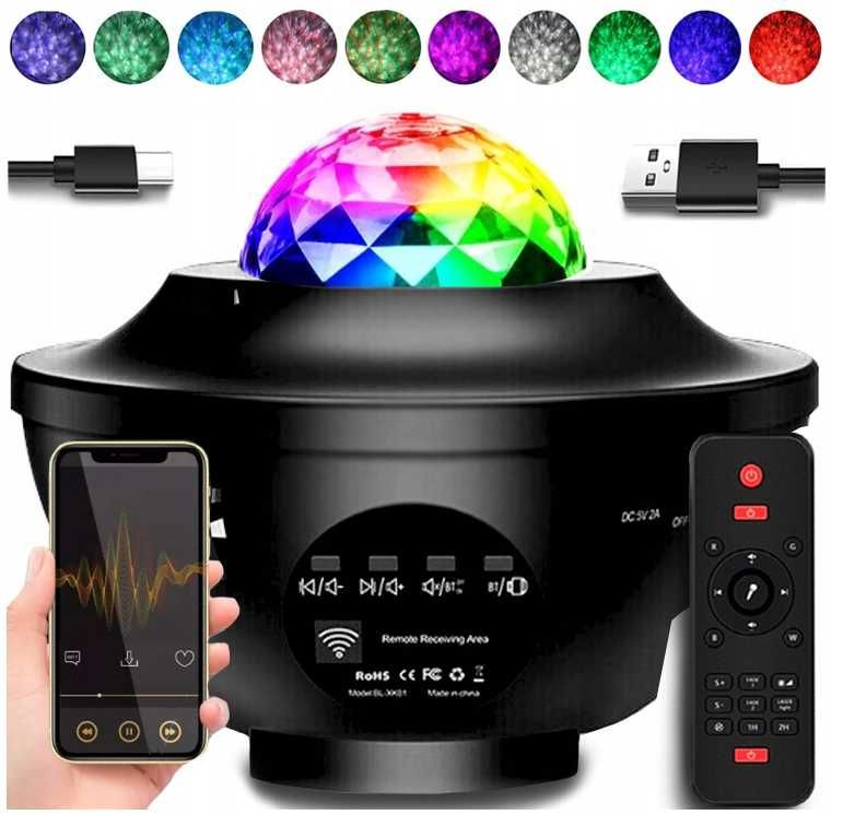 Projektor Gwiazd Star Lampka Nocna LED USB + PILOT