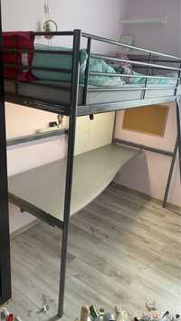 Łóżko piętrowe z antresolą z biurkiem 90x200