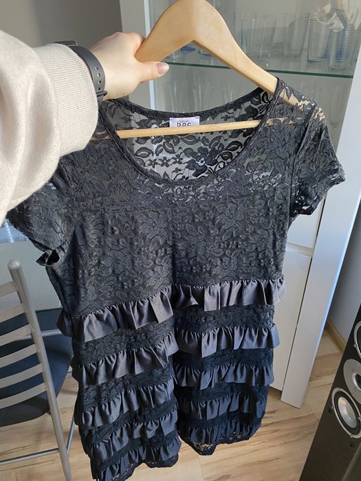 Sukienka falbany koronka Bonprix BPC 40 L 38 M
