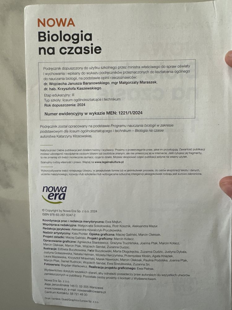 Nowa Biologia na czasie 1 podręcznik postawowy