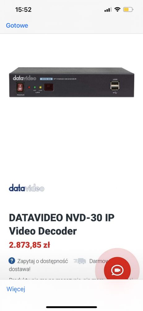 Nowy Datavideo NVD-30MKII HDMI IP Video Decoder