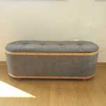 BANQUETA 23571 G CINZA EM LINHO COM ARRUMAÇÃO 120x44x43+3