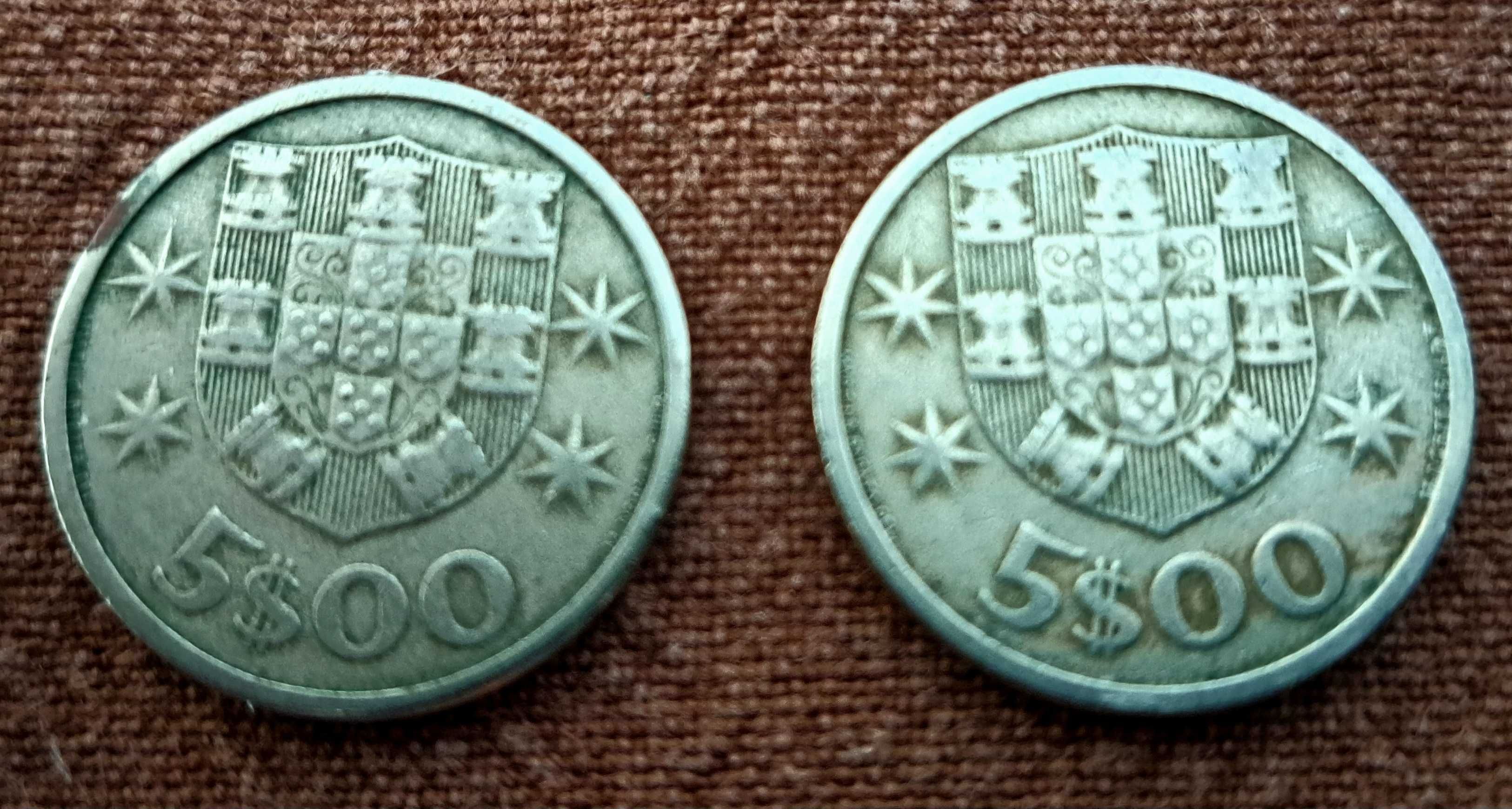 República - 2 moedas de 5 escudos em cupro-niquel de 1963 e 1964