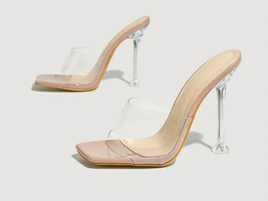 Klapki szpilki transparentne