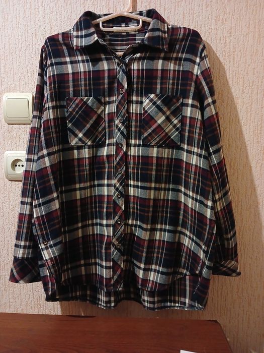 Рубашка женская в клетку, мягкая,теплая