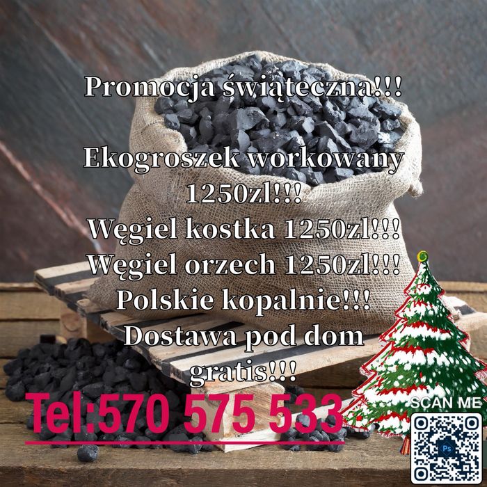 Ekogroszek 27Mj/kg węgiel polskie kopalnie Pellet Pińczów