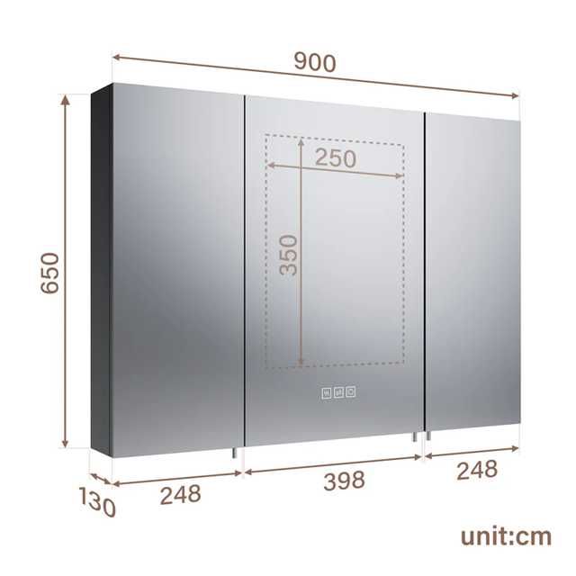 Szafka z lustrem/lustro/regał /półka /LED/90x65x13cm/SIRHONA !A2540-A!
