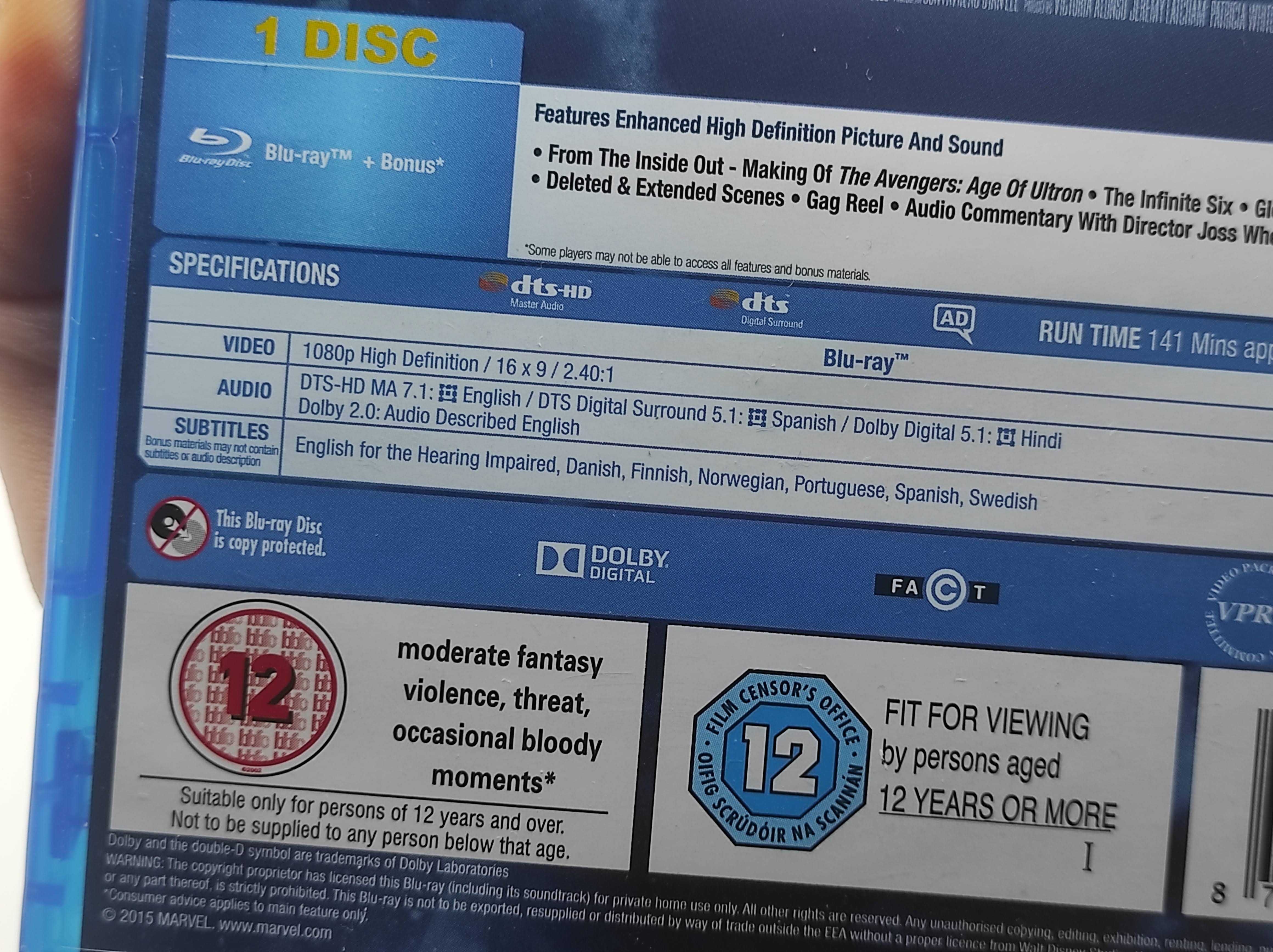 Blu-ray film Avengers age of ultron