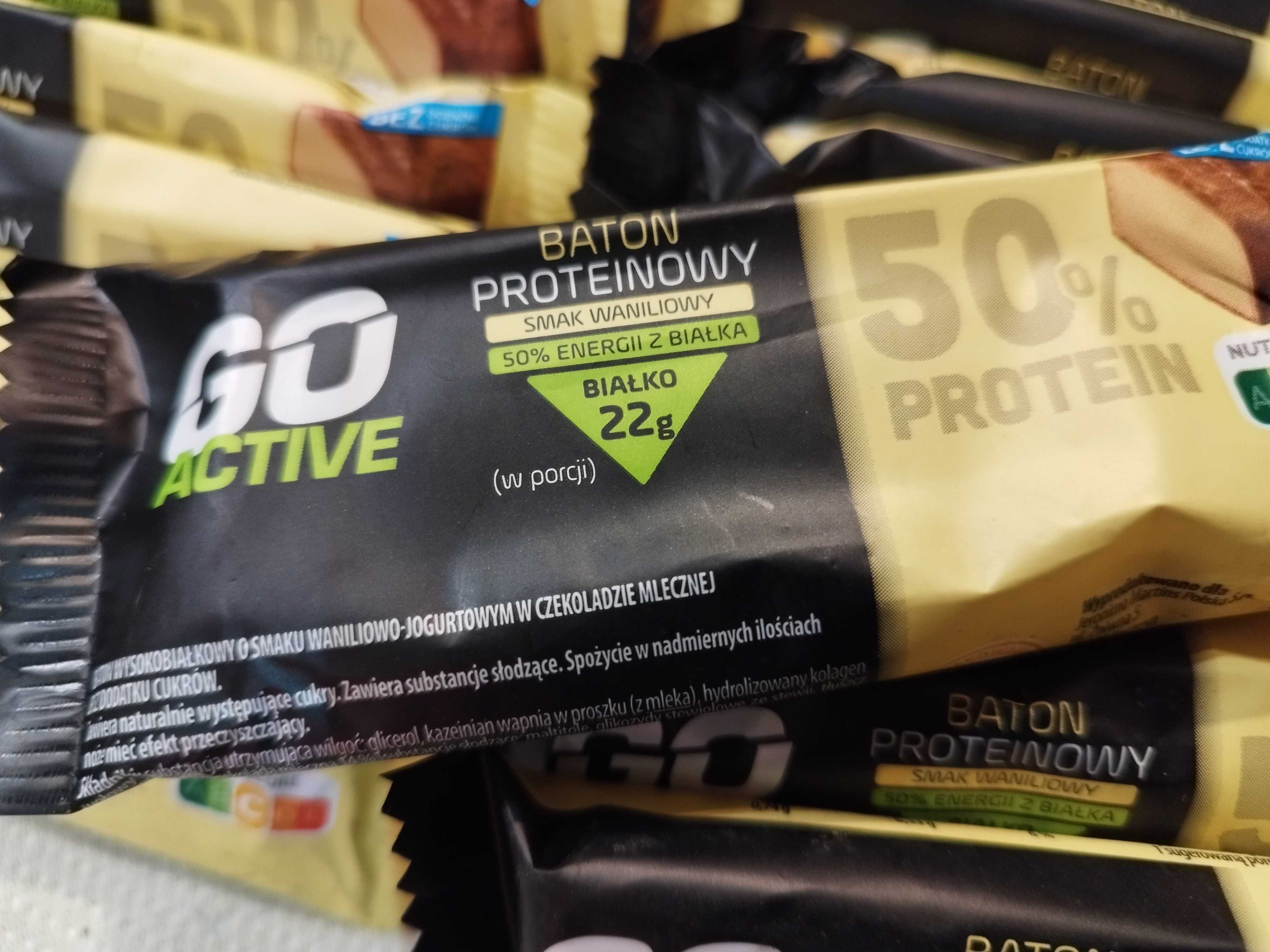 Batony proteinowe Go Active waniliowe 50% białka 36 sztuk