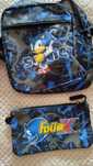 Mochila escolar Sonic pack três peças: mochila, lancheira e estojo
