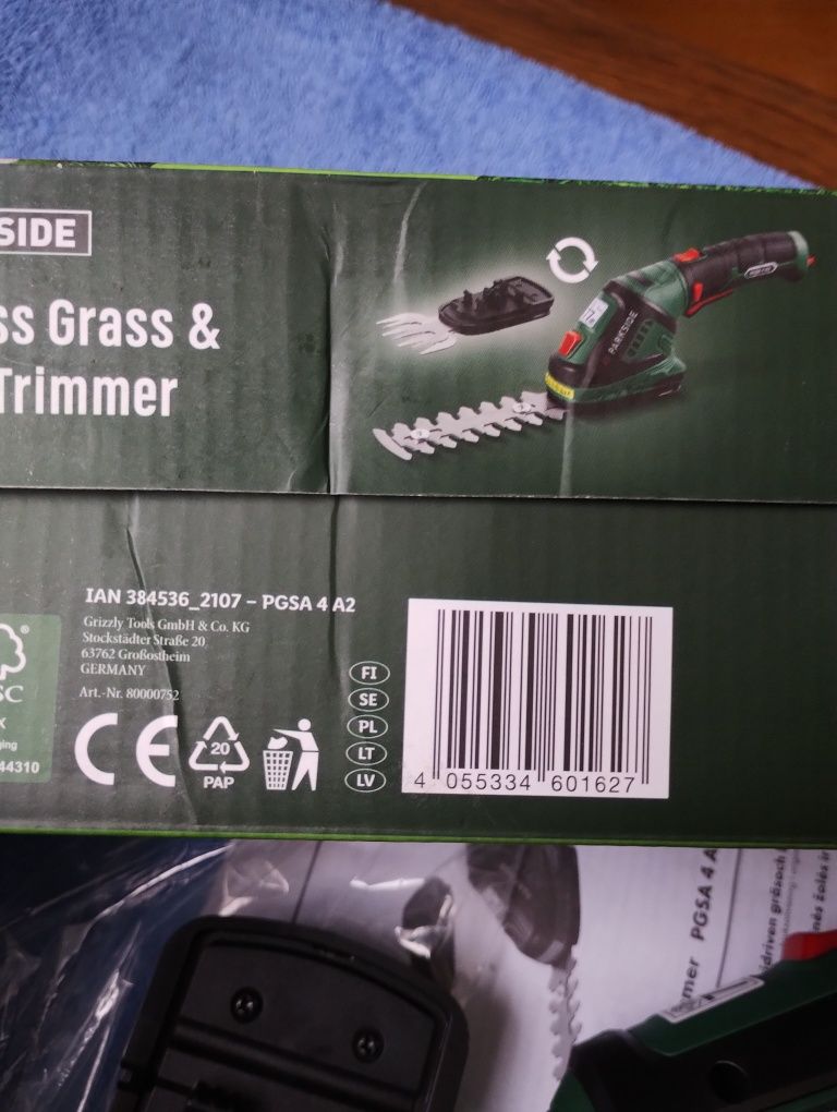 Акумуляторний кущоріз + ножиці для трави Parkside  PGSA 4A2, 2 в 1