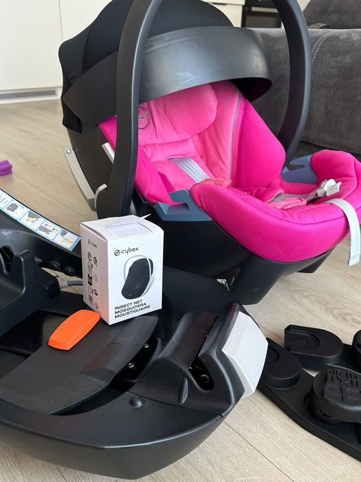 Cybex aton 5 fotelik z bazą 0-13kg + adaptery + moskitiera