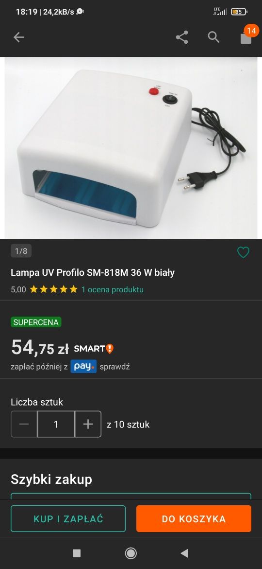 Lampa UV do paznokci Profili 36W