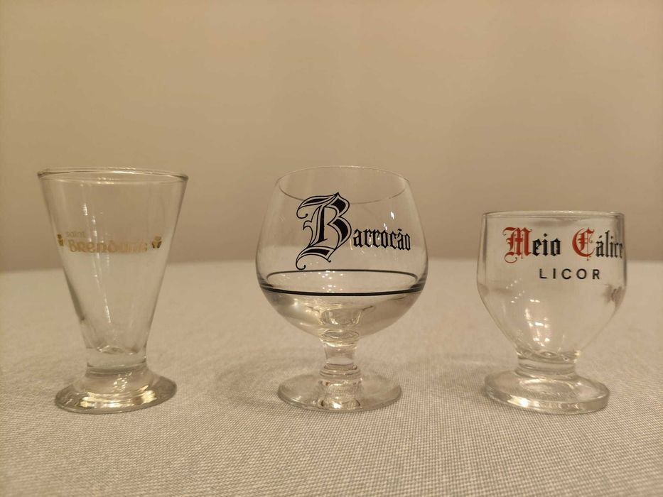3 Copos Bar Vintage Marcas Portuguesas (CRISAL)