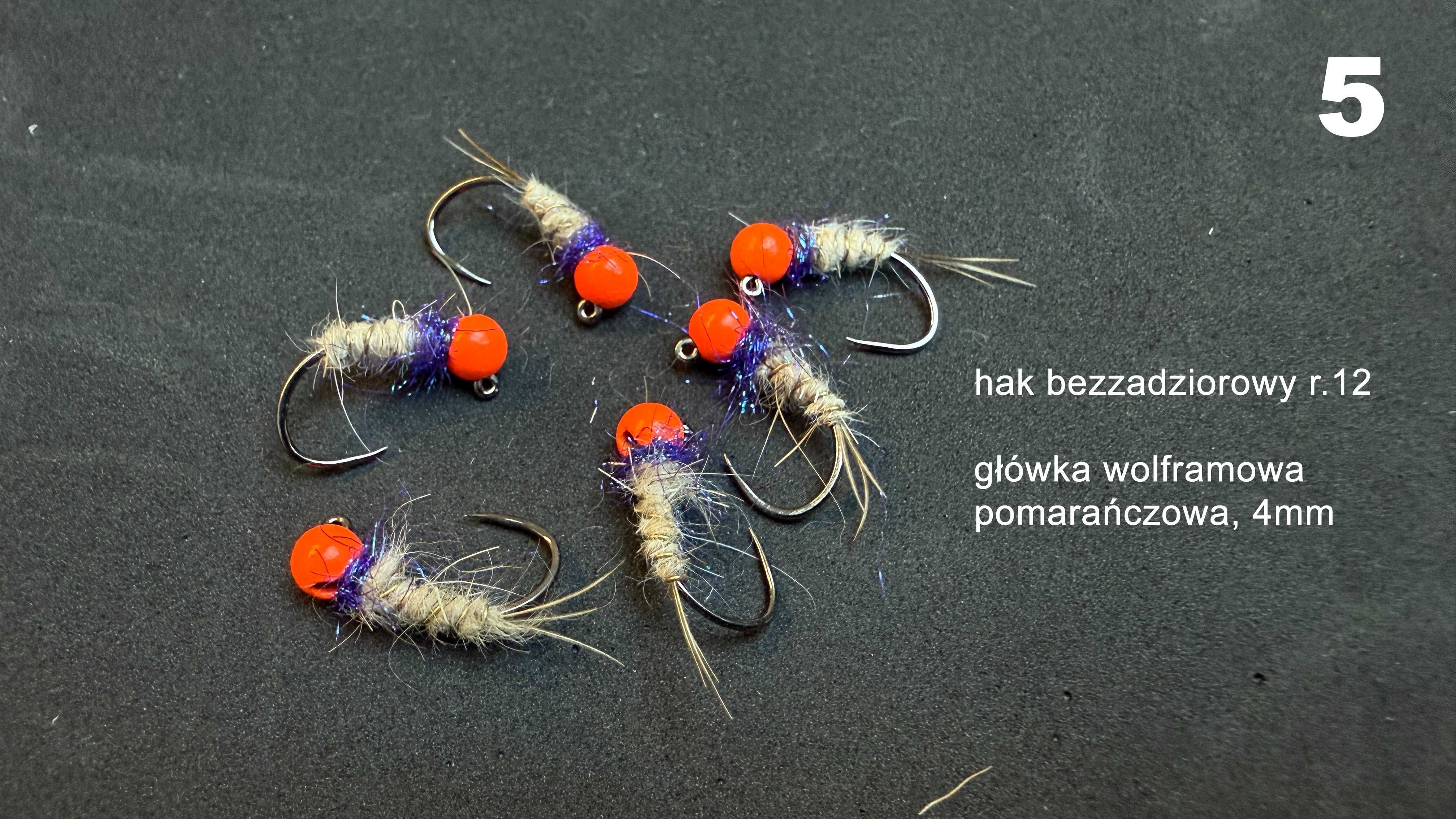 Nimfy różne rodzaje, sztuczna mucha, przynęta na lipienia, pstrąga.