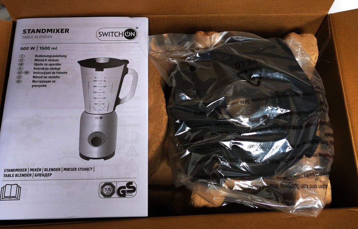 NOWY blender mikser smukee kielichowy 500W 1,5L szklany dzbanek