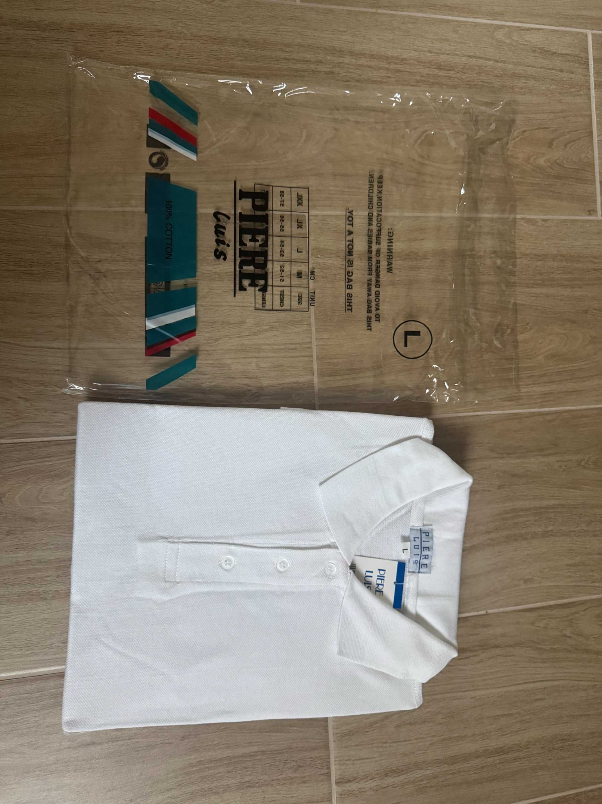 Koszulka polo biała PIERE LUIS M L XL XXL 100% BAWEŁNA 1 klasa