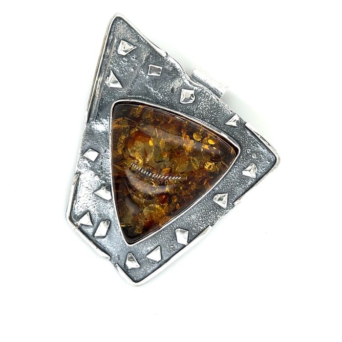 Srebrna zawieszka z bursztynem Ag925