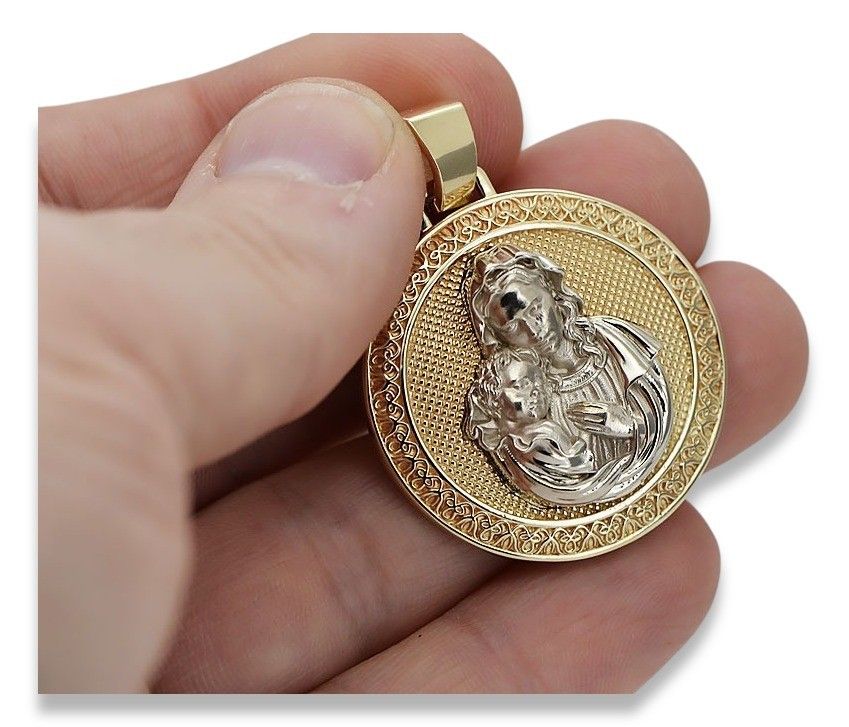Złoty medalik ikona 14k 585 zawieszka Bozia pm027yw (unisex) Wrocław