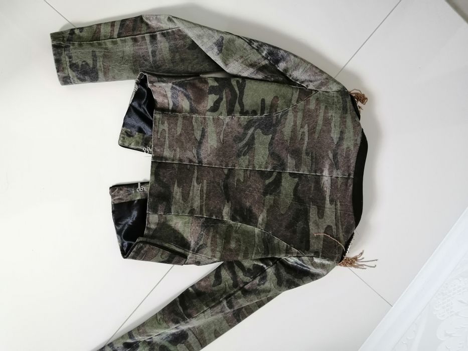 Say żakiet krótki moro khaki połysk XS S *Zara