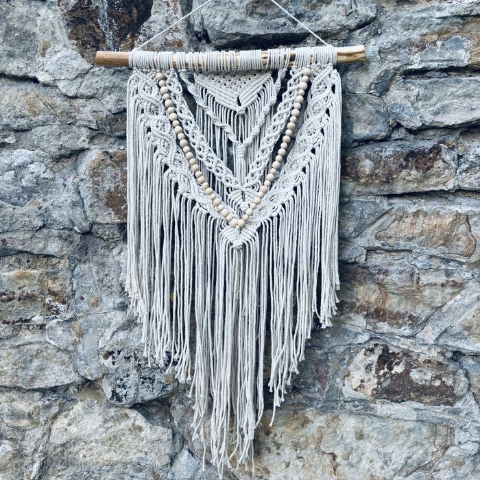 Makrama na ścianę dekoracja wnętrza, prezent w stylu boho