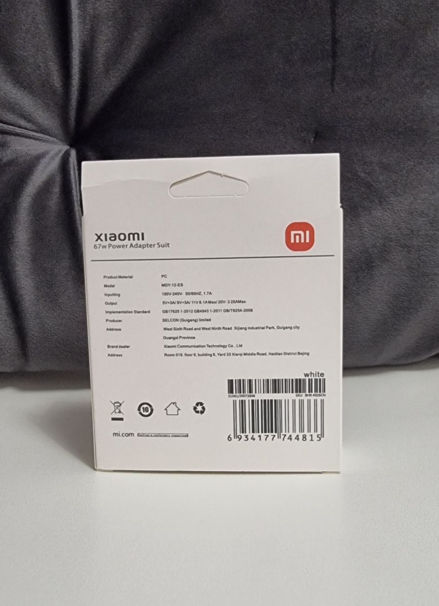 Oryginalna ładowarka Xiaomi 67w  kabel usb-c w zestawie