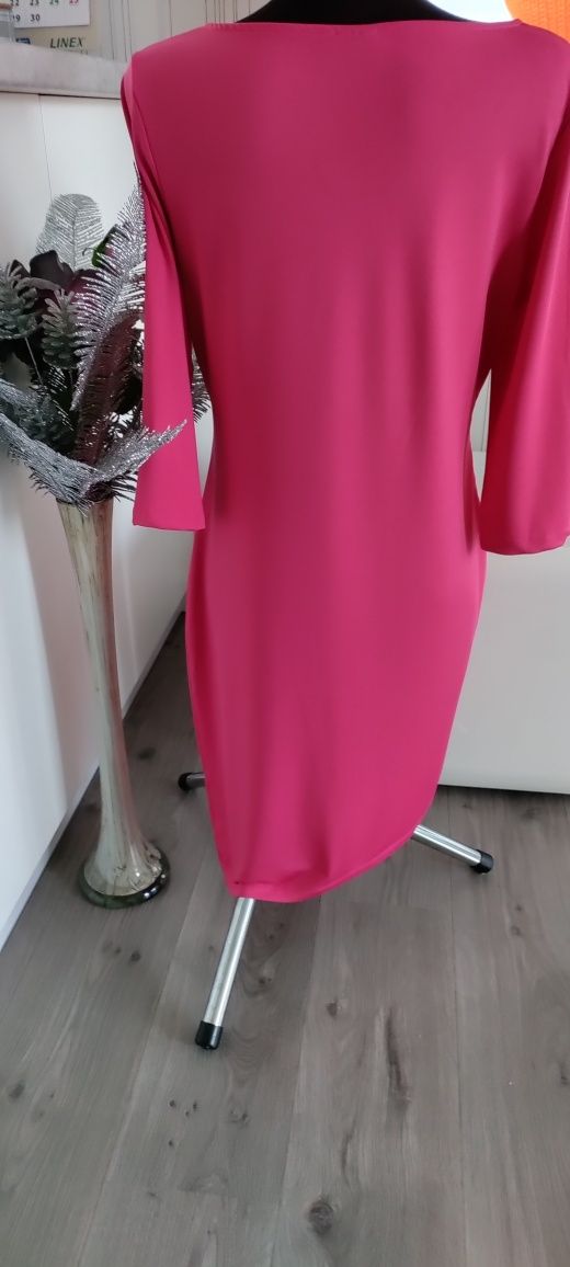 Sukienka rękaw 3/4 elastyczna Body Flirt różowa XL 42
