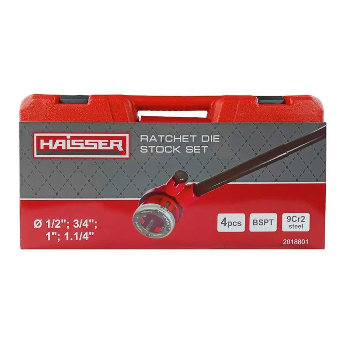 Набір клупів з тріскачкою 4 шт. 1/2", 3/4", 1", 1.1/4" Haisser 2018801