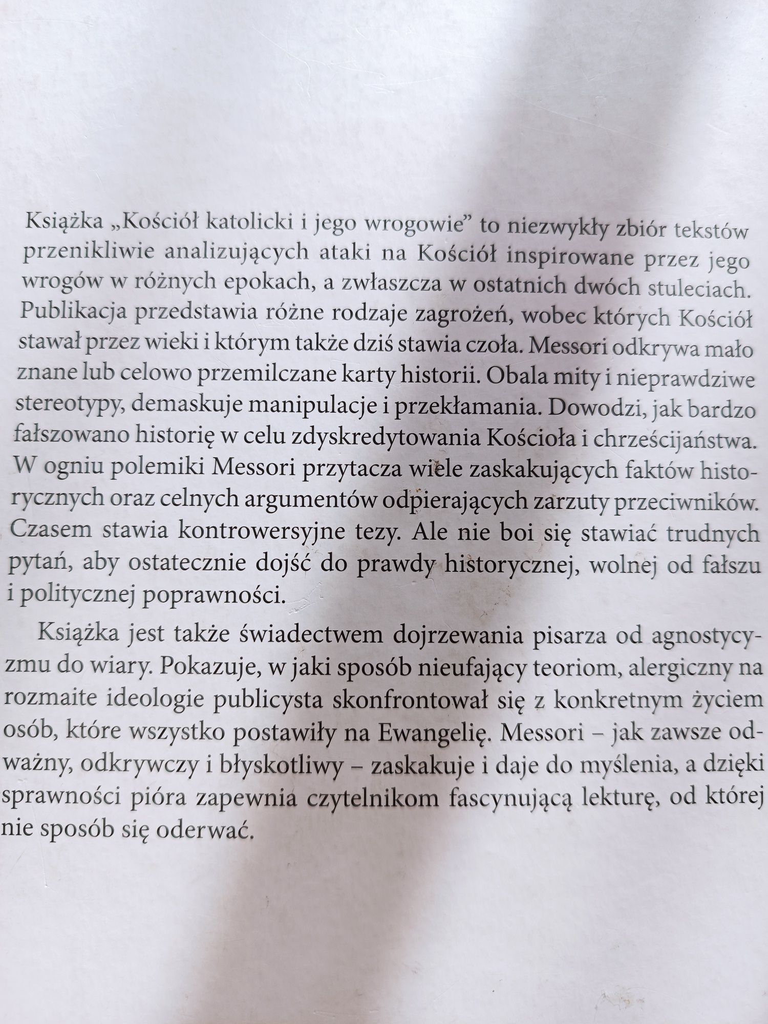 Książka "Kościół katolicki i jego wrogowie", V. Messori