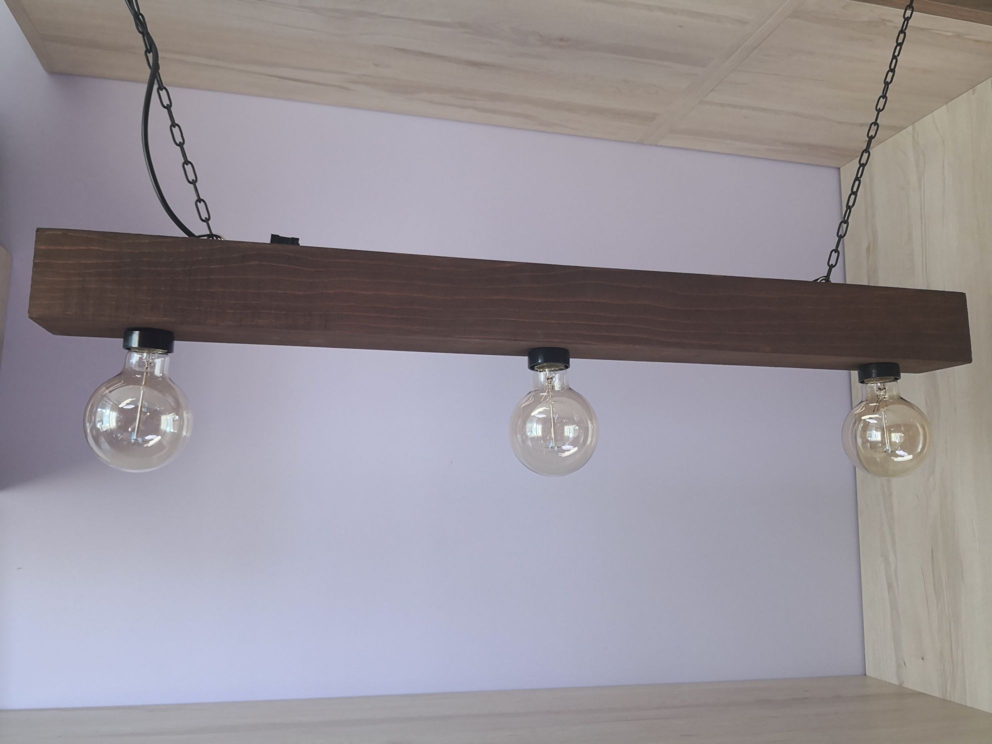 Lampa rustykalna z belki drewnianej