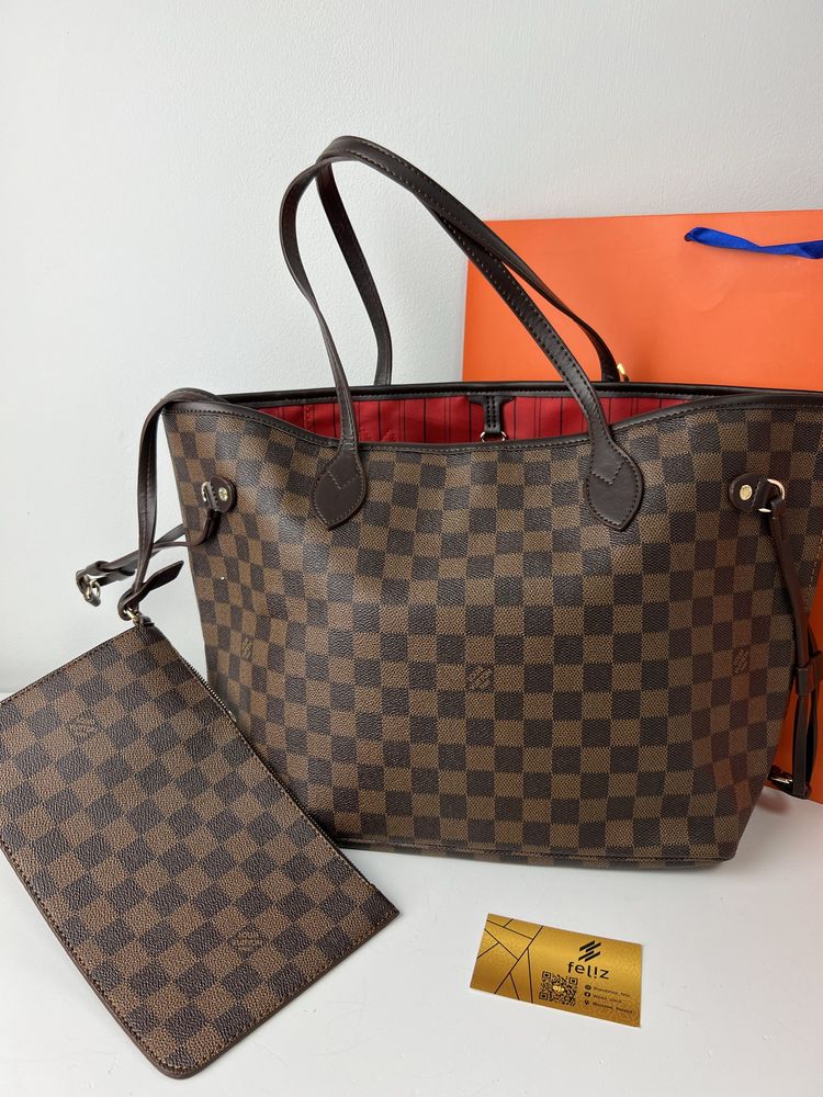 Torebka damska Louis Vuitton Neverfull Damier Ebene shopperka LV