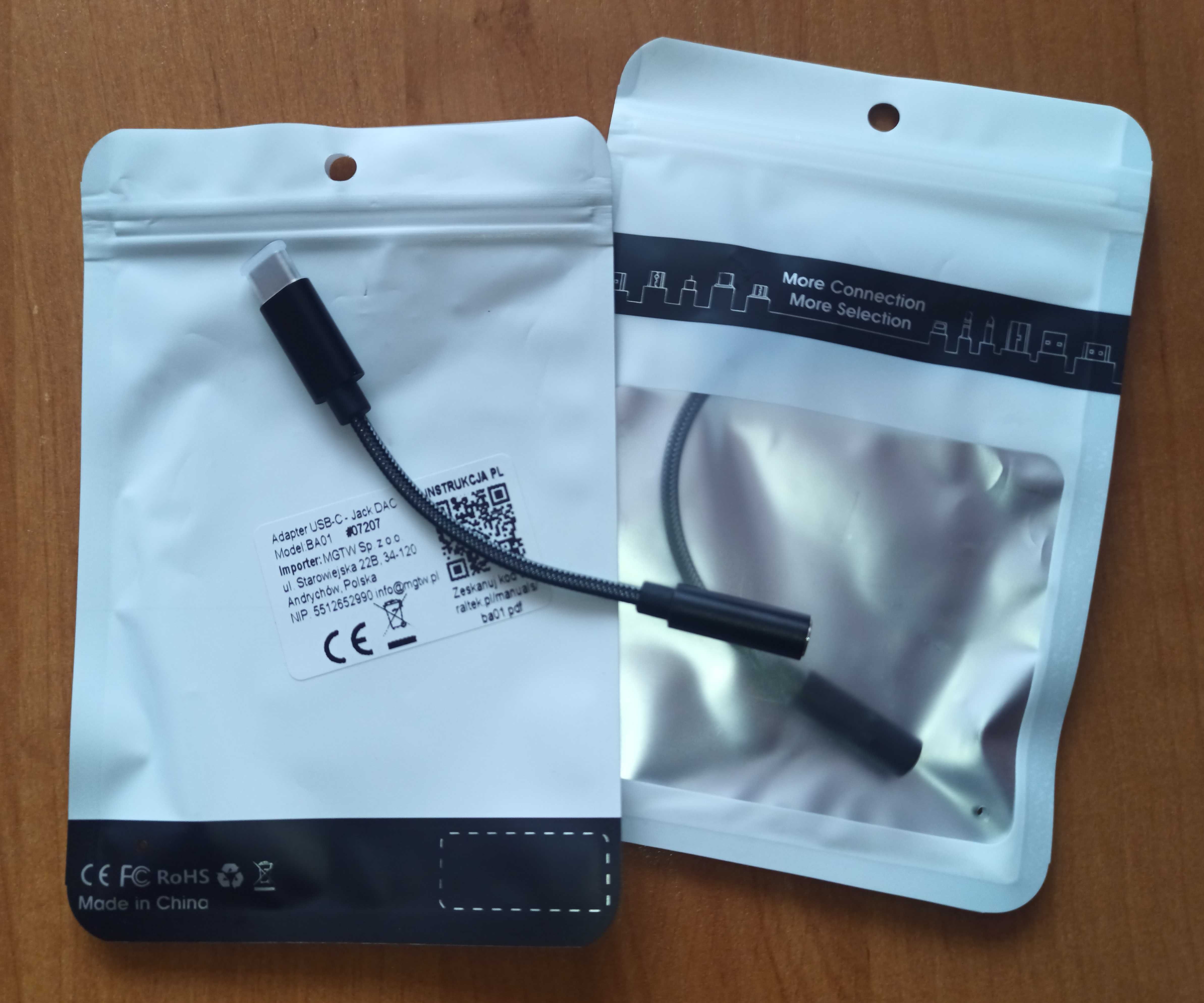 2 x przejściówka adapter słuchawkowy USB-C mini jack 3.5mm z AUX DAC