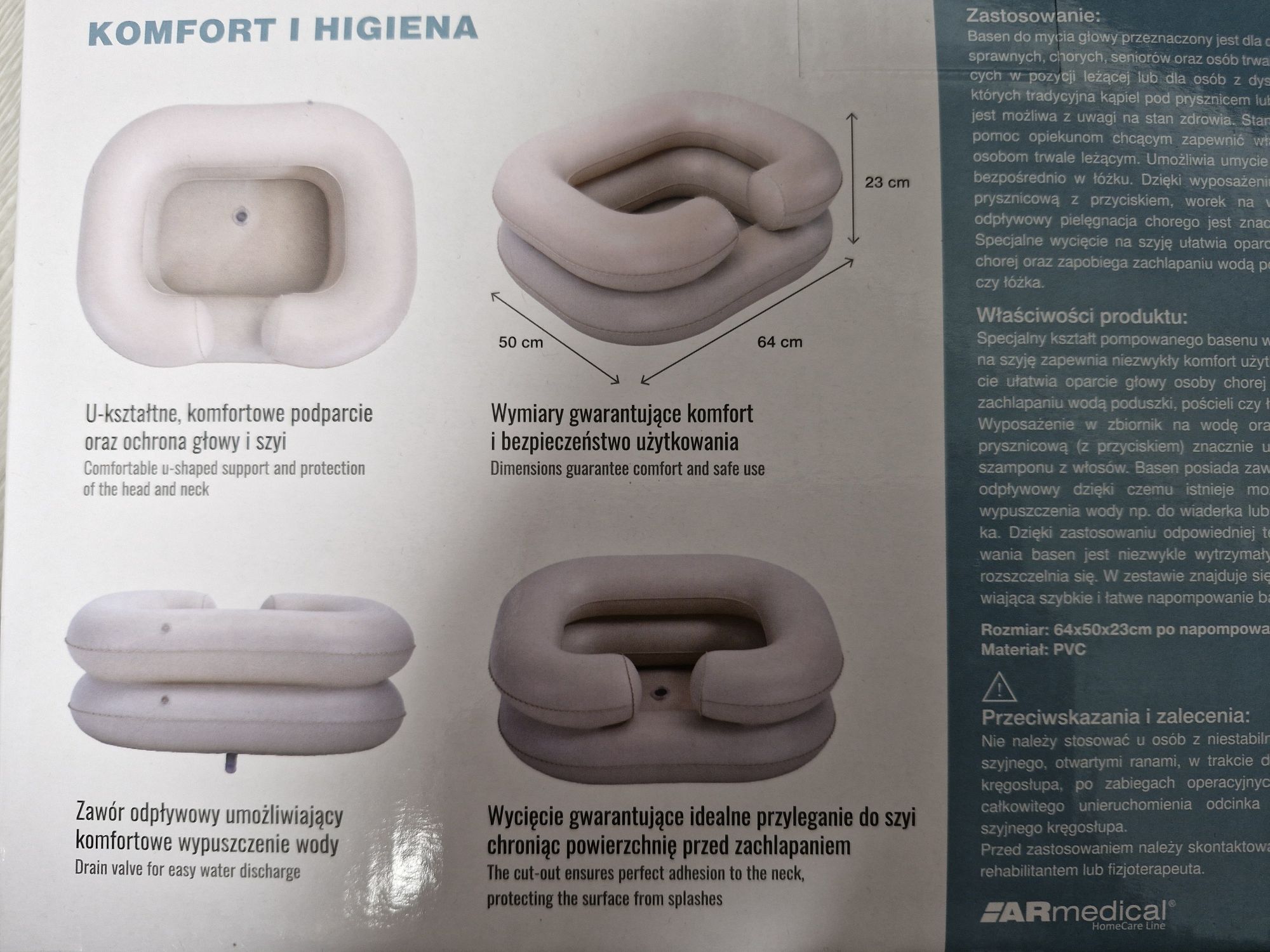 Basen do mycia głowy z prysznicem ARmedical