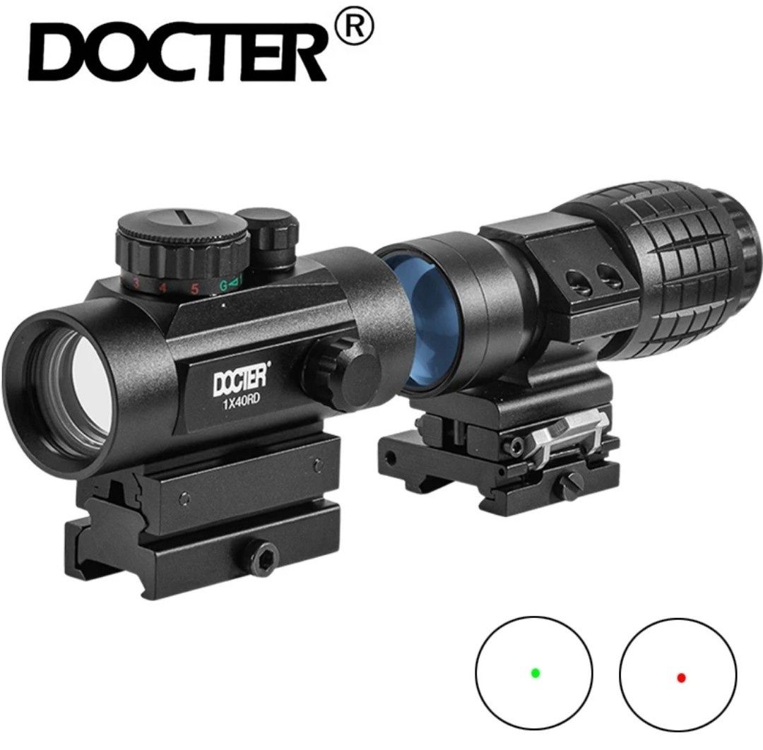 Коліматорний приціл DOCTER 1X40 RD + магніфер 3Х