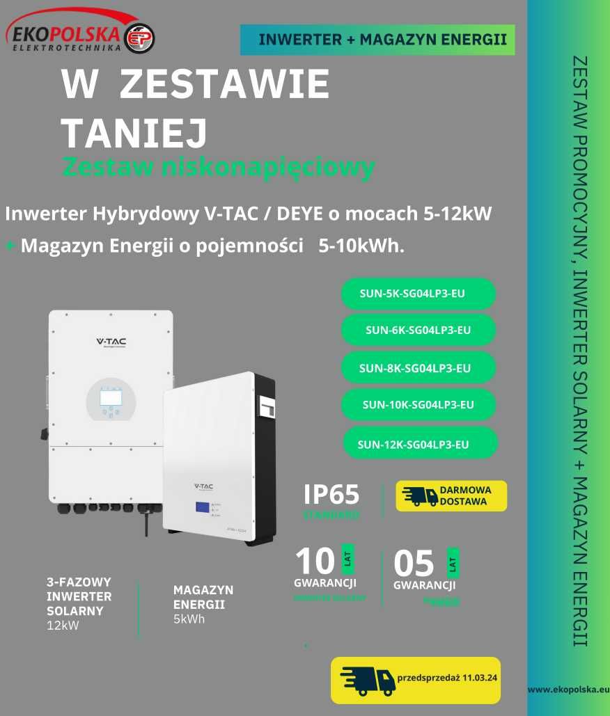 Zestaw niskonapięciowy Deye 10kW + Magazyn Energii 5.12kWh