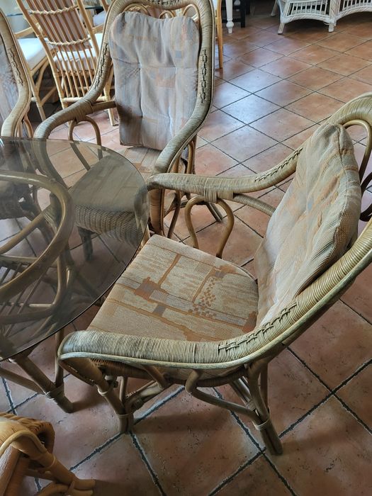Zestaw ratanowy stół + 6 foteli do ogrodu, na taras