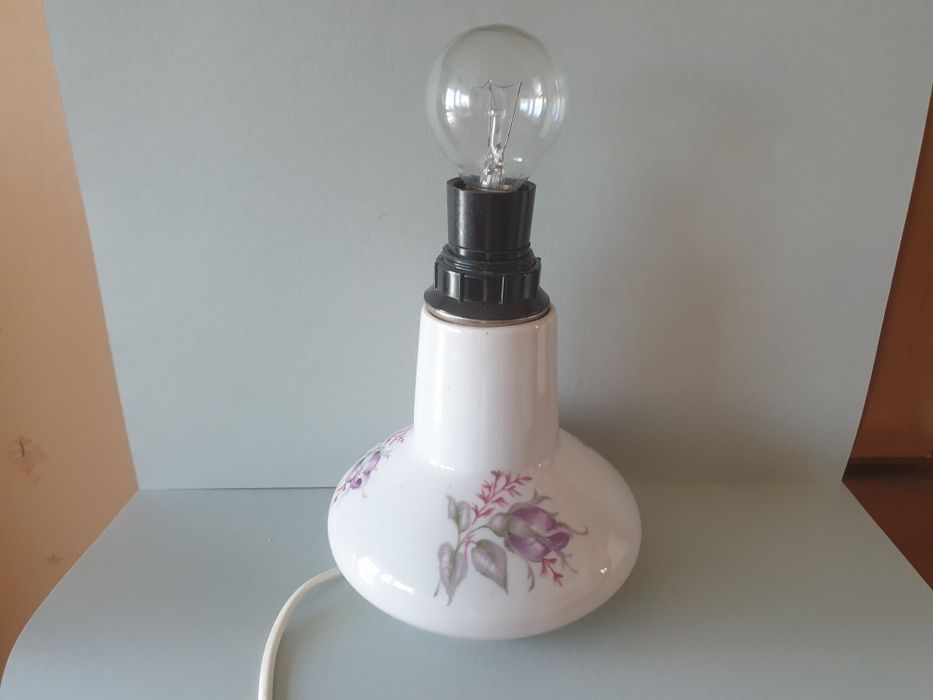 Porcelanowa lampa lampka stołowa PRL vintage retro