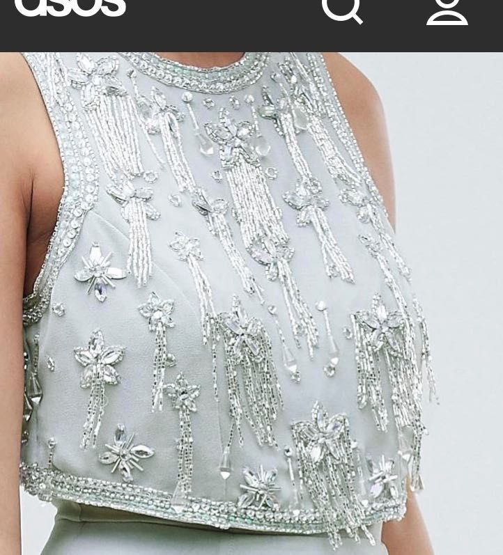 mietowa sukienka crop top ( zdobiona ) Asos