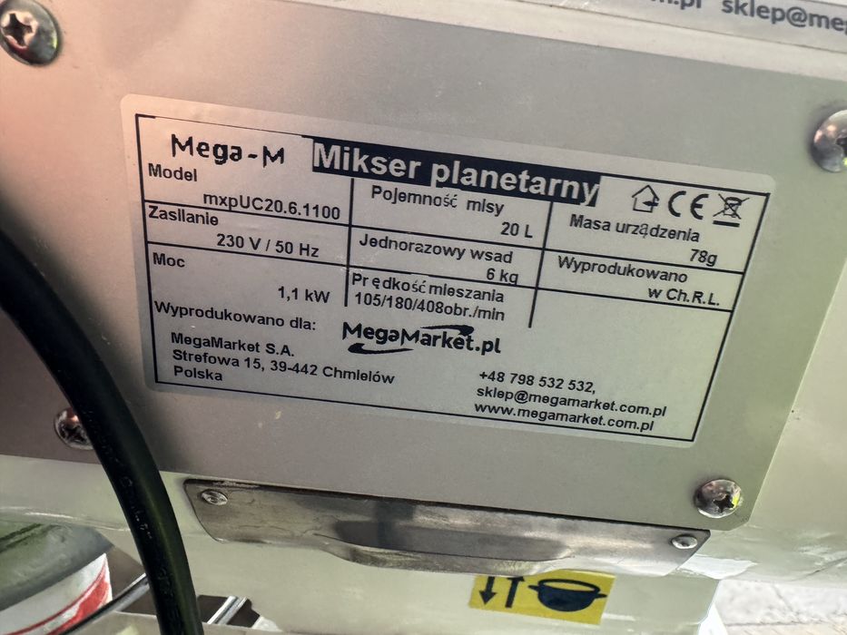 Robot planetarny z misą 20L + mieszadlo